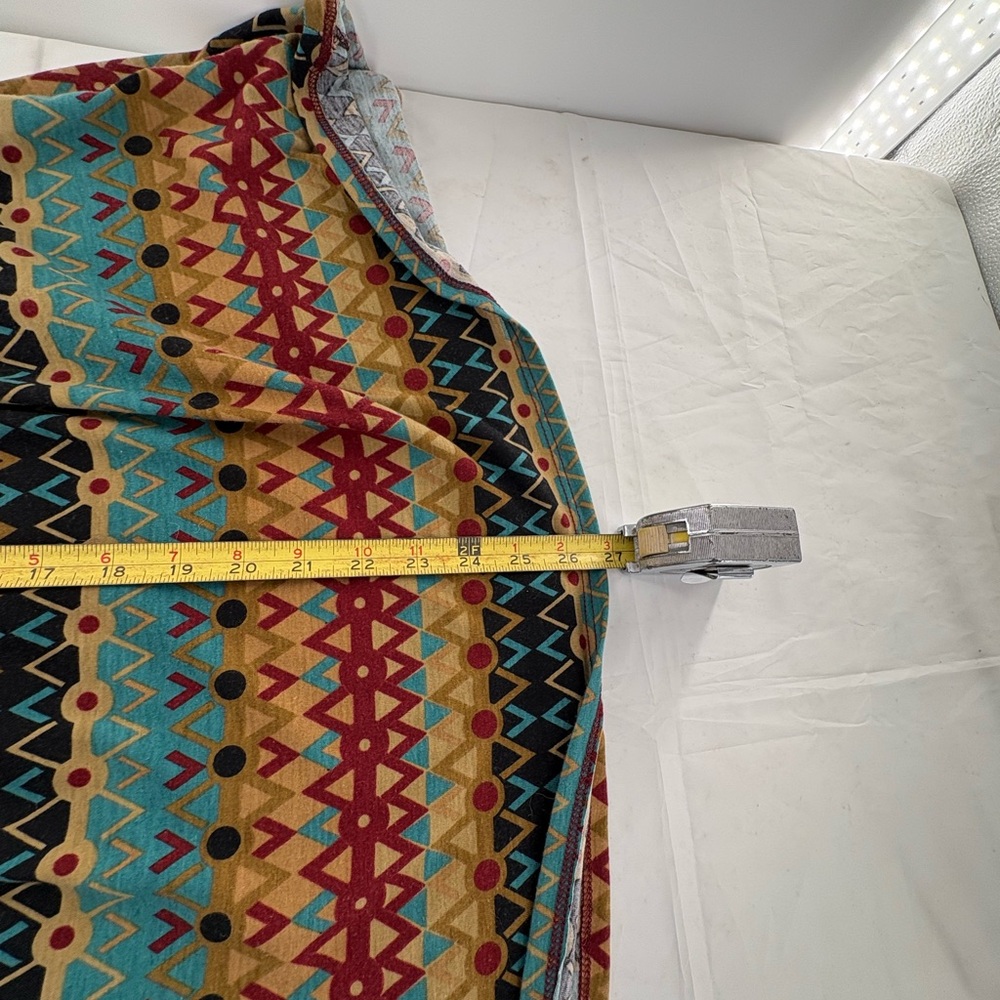 Boho Off-Shoulder Patterned Tunic Top in Turquoise & Mustard Size M - Picture 9 of 10